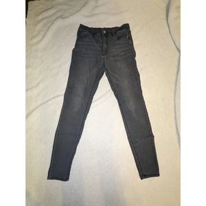 Shein Womens Skinny Jeans Gray Whiskered Pockets Denim Charcoal Wash Casual 27